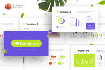 Blue Green Dazzle KPI Dashboard - PowerPoint Template